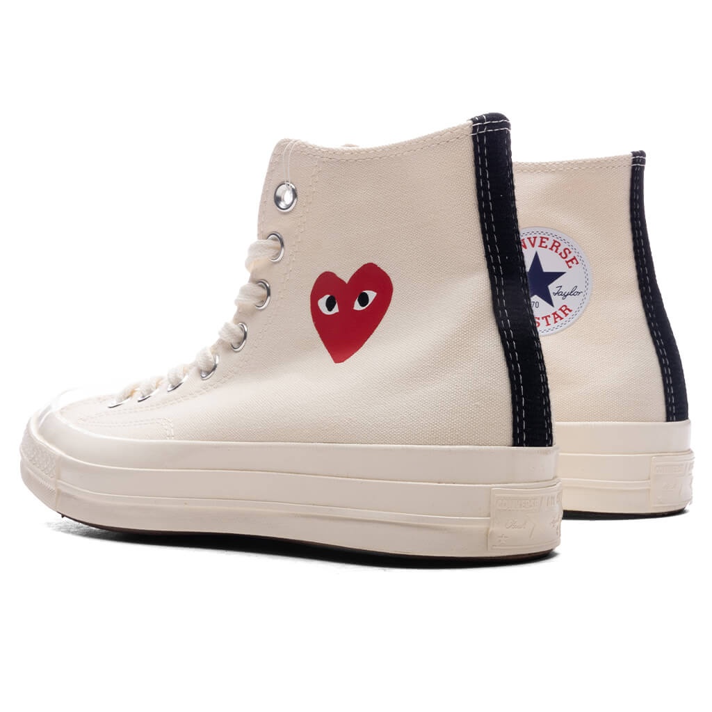 CONVERSE X COMME DES GARCONS PLAY ALL STAR CHUCK '70 HI SMALL RED HEART - WHITE - 3