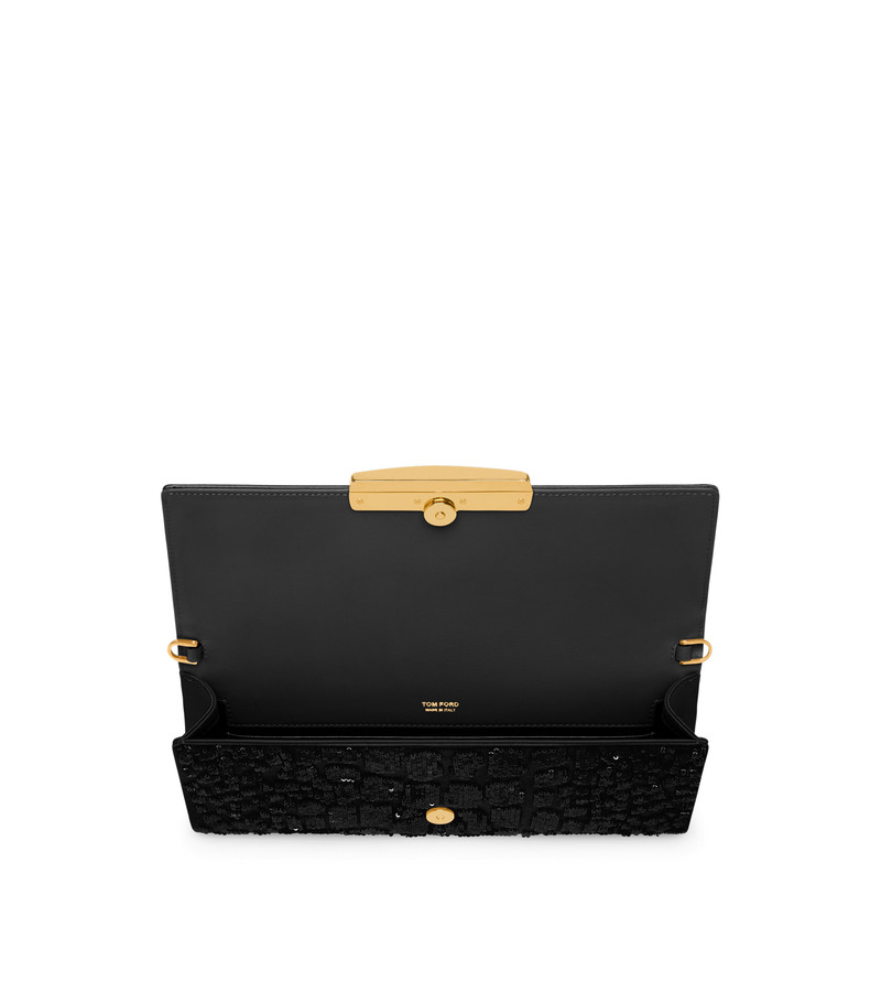 CROC-EFFECT SEQUIN EMBROIDERY BAR CLUTCH 4