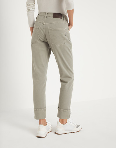 Brunello Cucinelli Garment-dyed comfort soft denim straight trousers with shiny tab outlook
