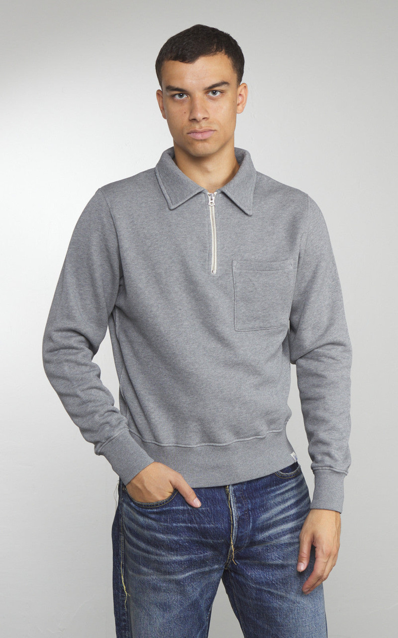 Merz b. Schwanen MERZ B. SCHWANEN ZIPC01 ZIP COLLAR SWEATSHIRT GREY MELANGE outlook