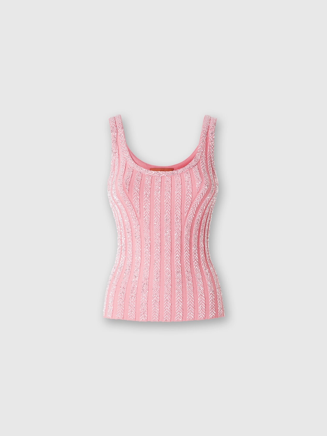 Zig zag ribbed tank top with sequins - 1