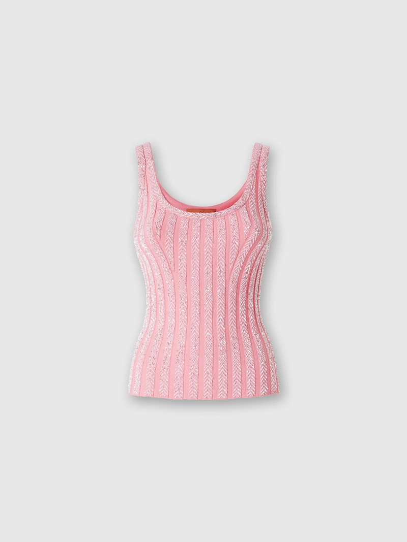 Zig zag ribbed tank top with sequins 1
