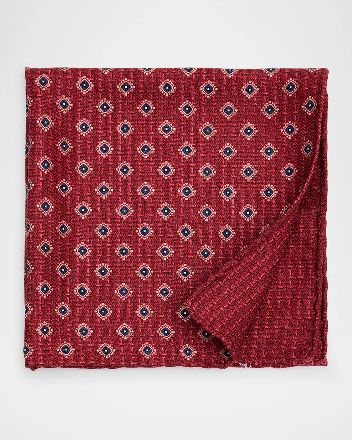 Men's Medallion-Print Silk Pocket Square - 1