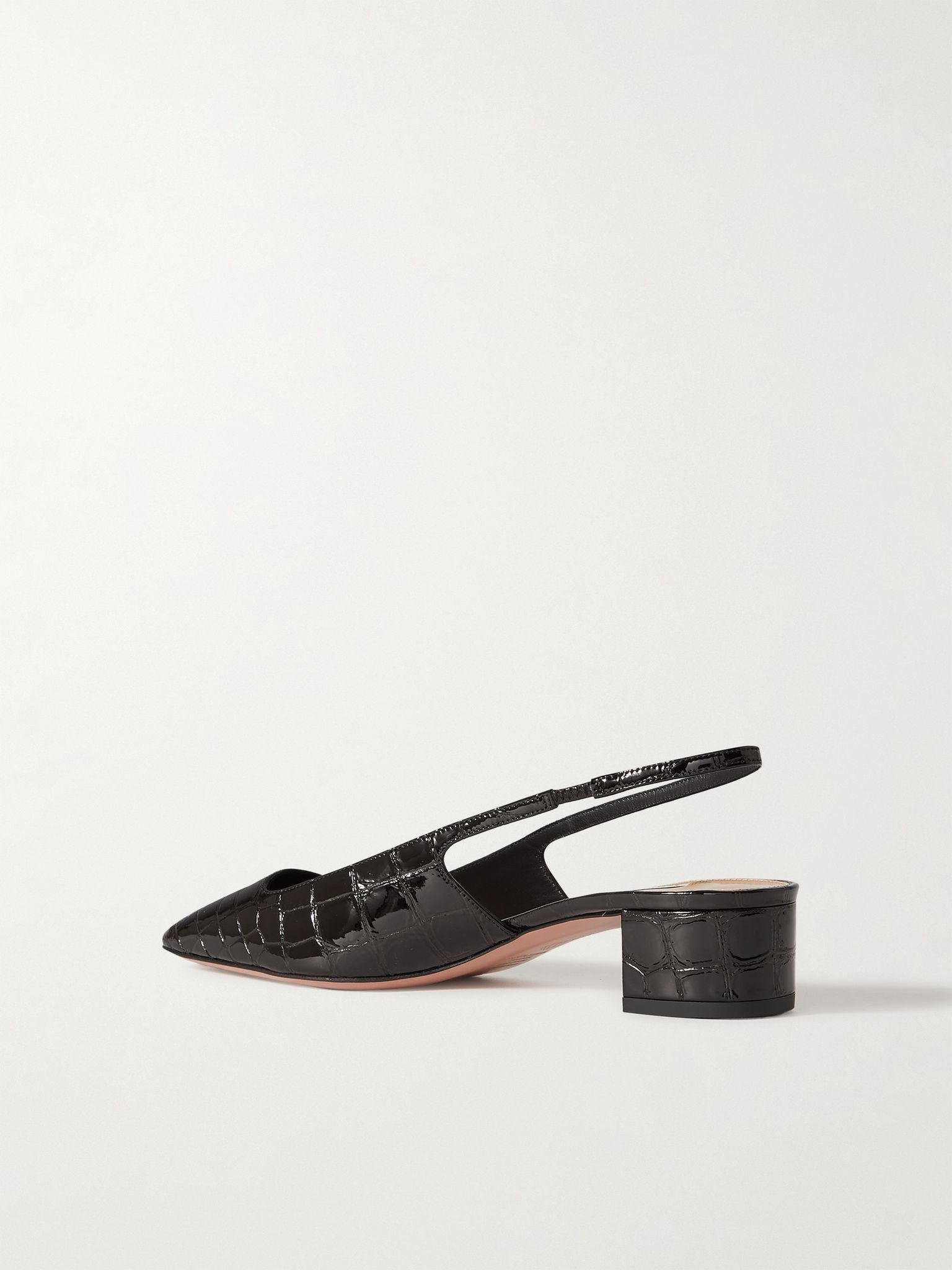 Ginza 35 croc-effect patent-leather slingback pumps Black - 3