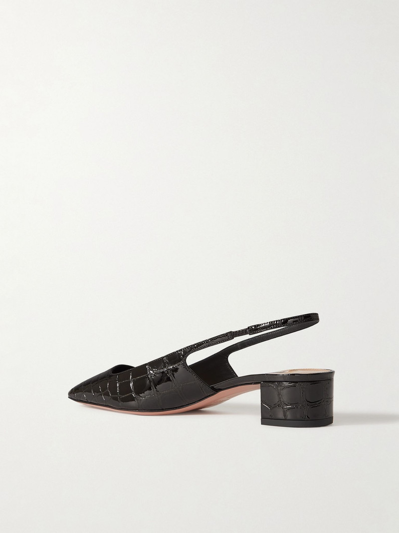 Ginza 35 croc-effect patent-leather slingback pumps Black 3