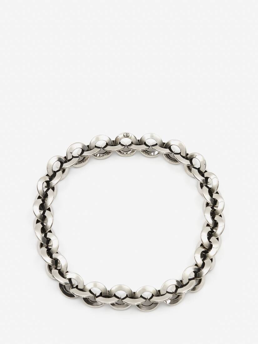 Men's Eyelet Chain Choker in Antique Silver - 1