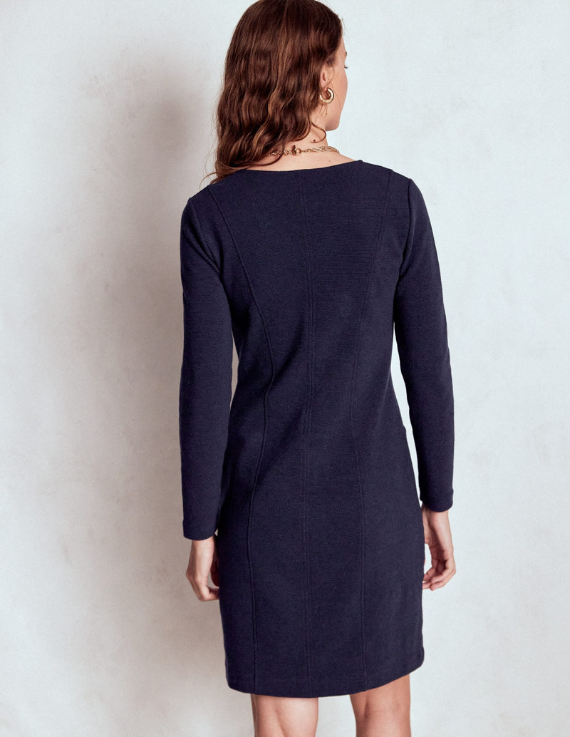 Ellen V-neck Ottoman Dress-Navy 4