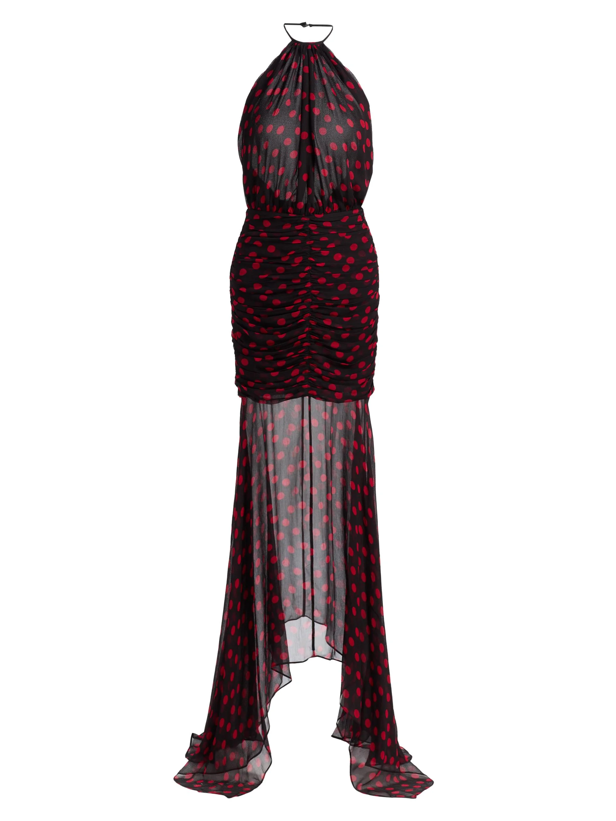 Women's Tilda Polka-Dot Chiffon Maxi Dress - Black Red - 1