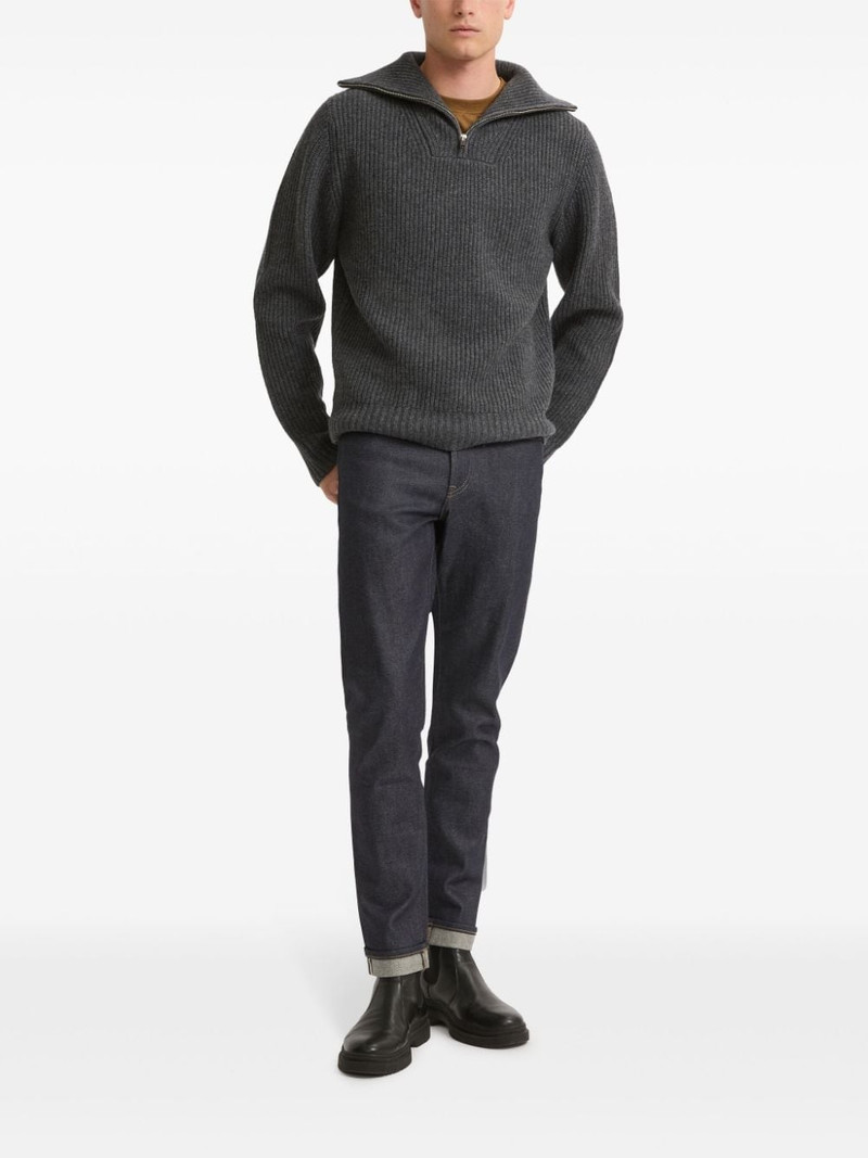 Yves Salomon zip-up ribbed knit sweater outlook