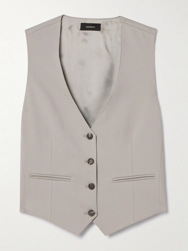 Cropped Grain De Poudre Wool Vest - 1