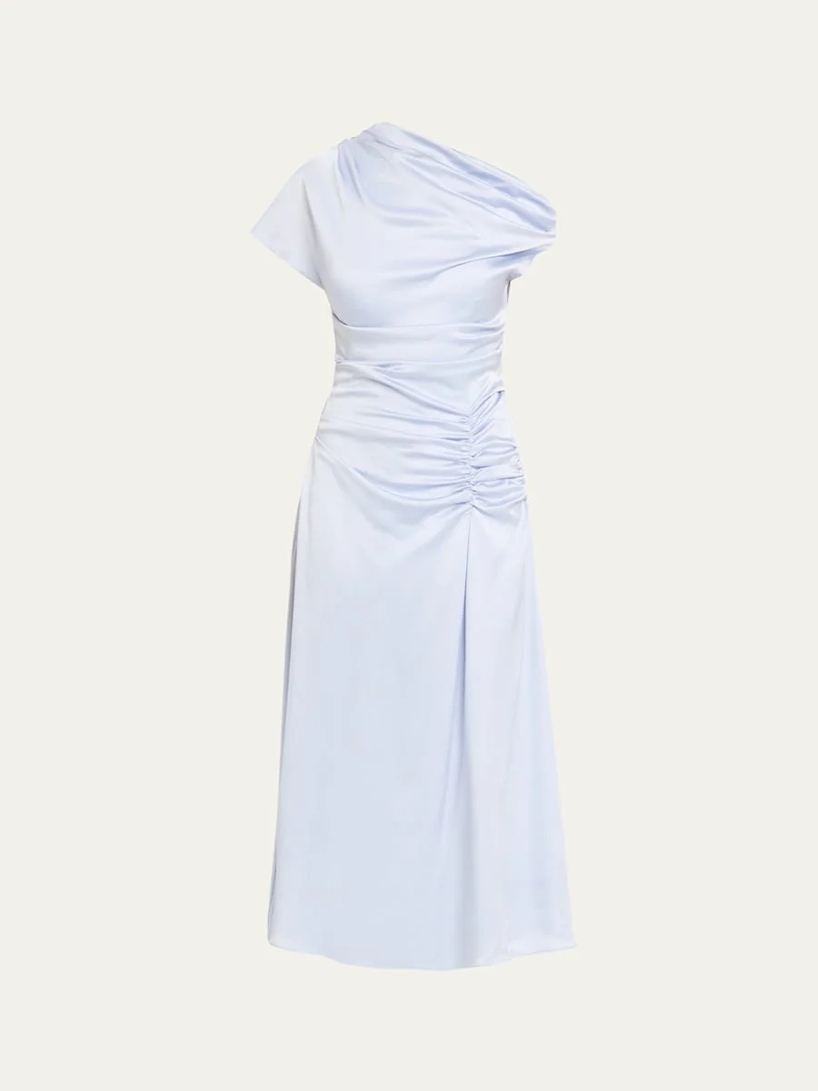 Joanna Asymmetric Satin Midi Dress - 1