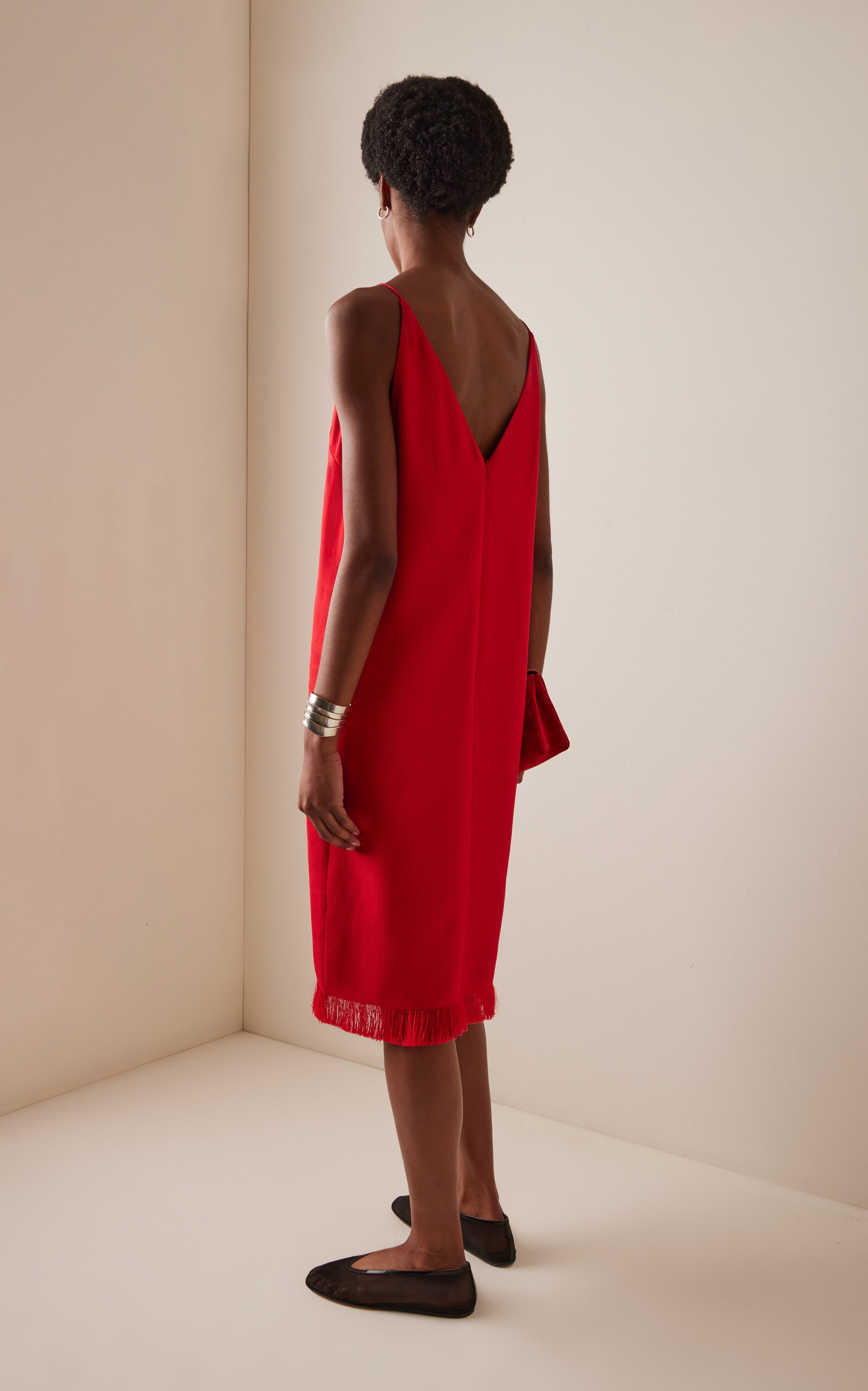 Bella V Neck Dress red - 4