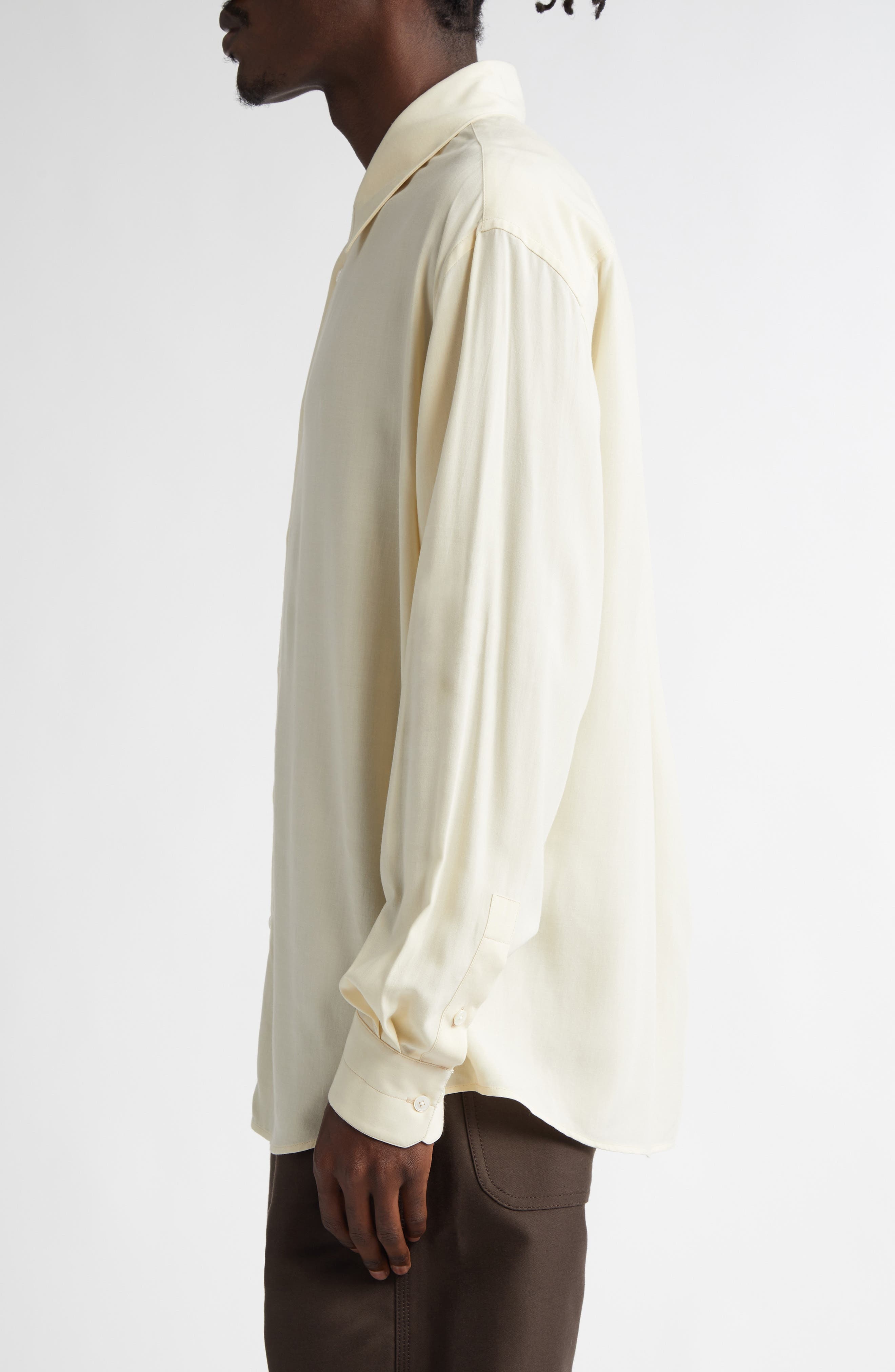 Lemaire Relaxed Fit Button-Up Shirt in Cream Ye507 at Nordstrom - 4