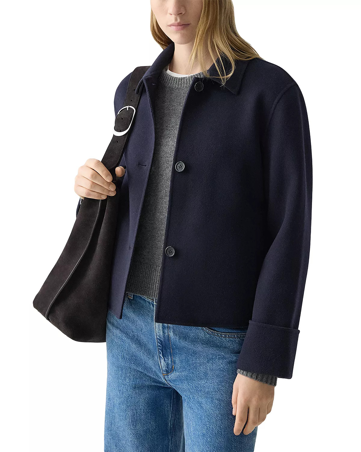 Wool & Cashmere Boxy Cuffed Jacket - 4