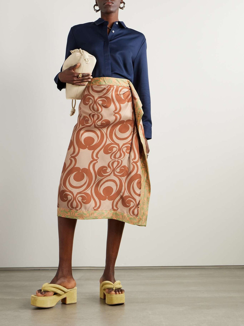 Dries Van Noten Printed silk-twill midi skirt outlook