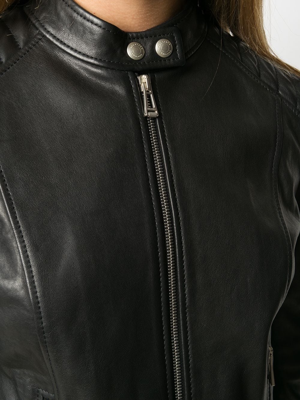 fitted leather biker jacket - 5