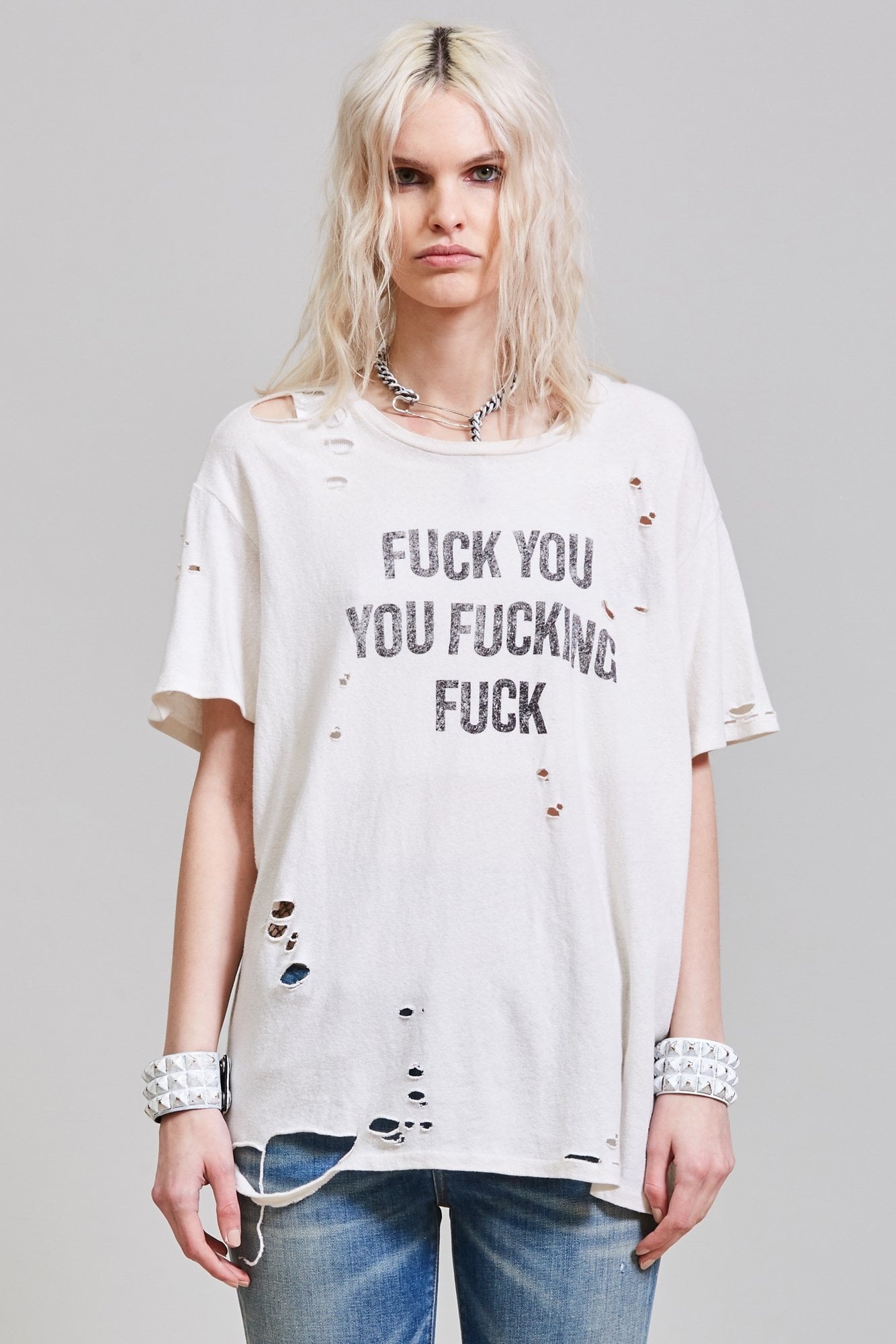 F.u Ripped Boy T - Ecru | R13 Denim - 3