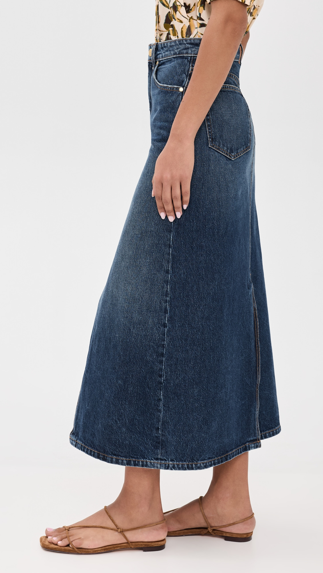 The Anais Denim Mid Rise Maxi Skirt - 3