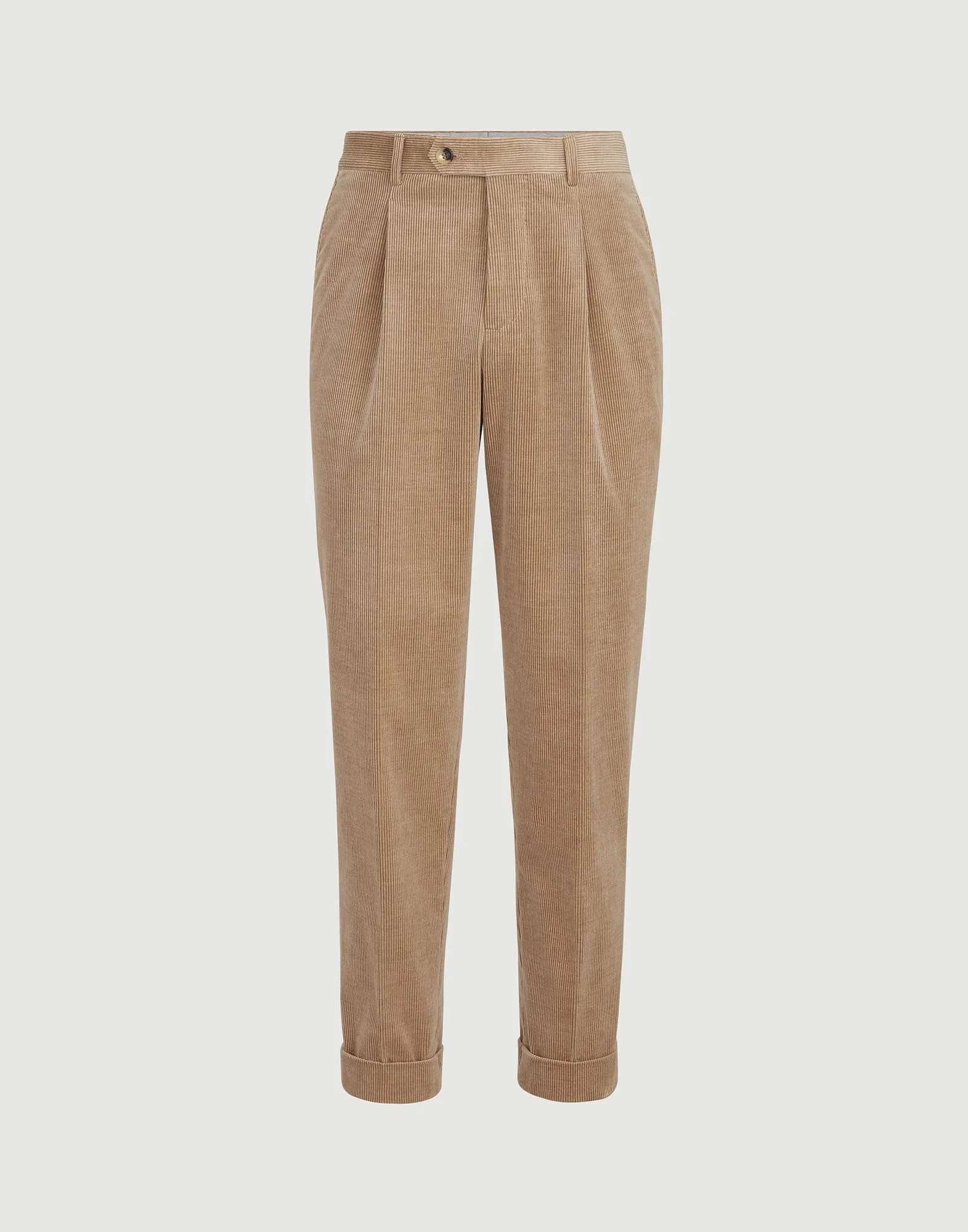 Comfort cotton and cashmere corduroy trousers with pleat - 1