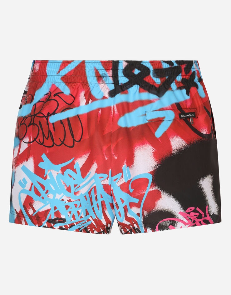 Short swim trunks with spray-paint graffiti print - 1