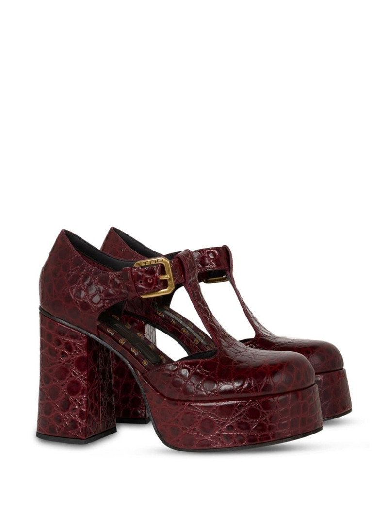 Etro 110mm crocodile-embossed platform pumps outlook
