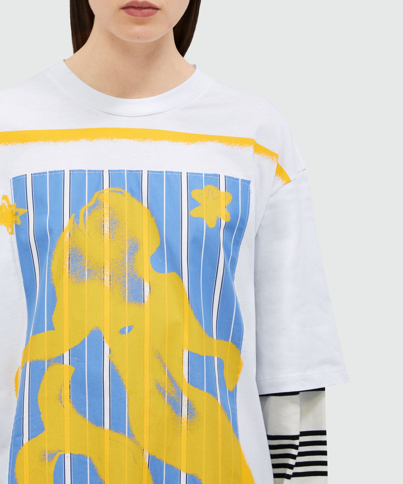 White cotton T-Shirt with MSGM Mermaid Box graphics 5