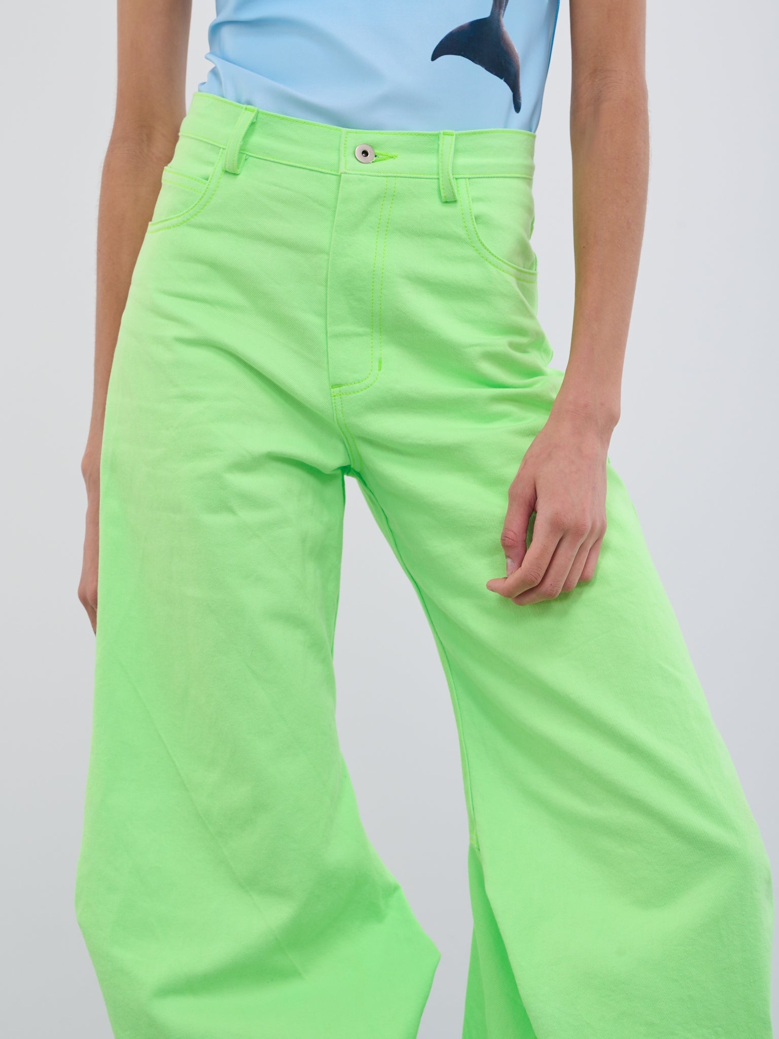 Ruched Denim Pants - 4