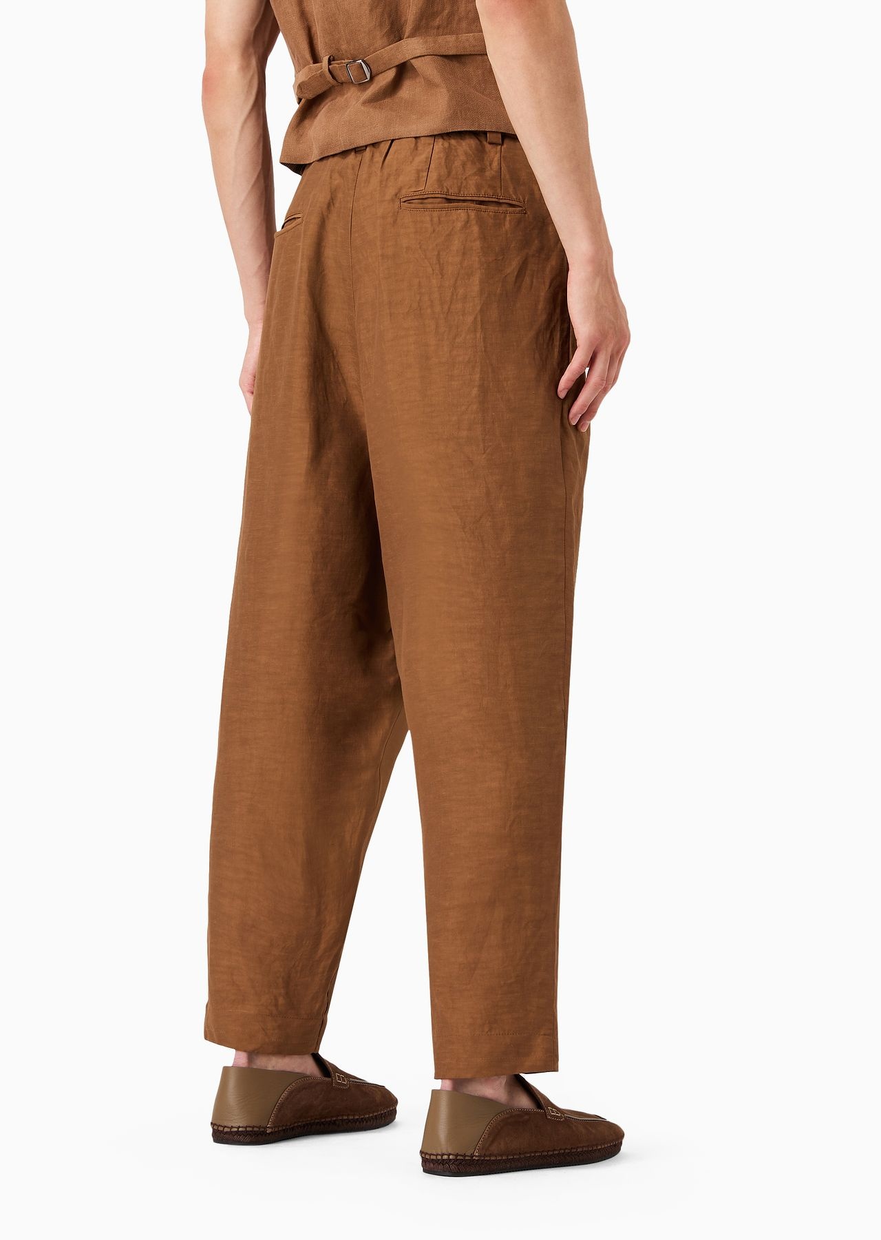 Viscose and linen canvas two-dart trousers - 3