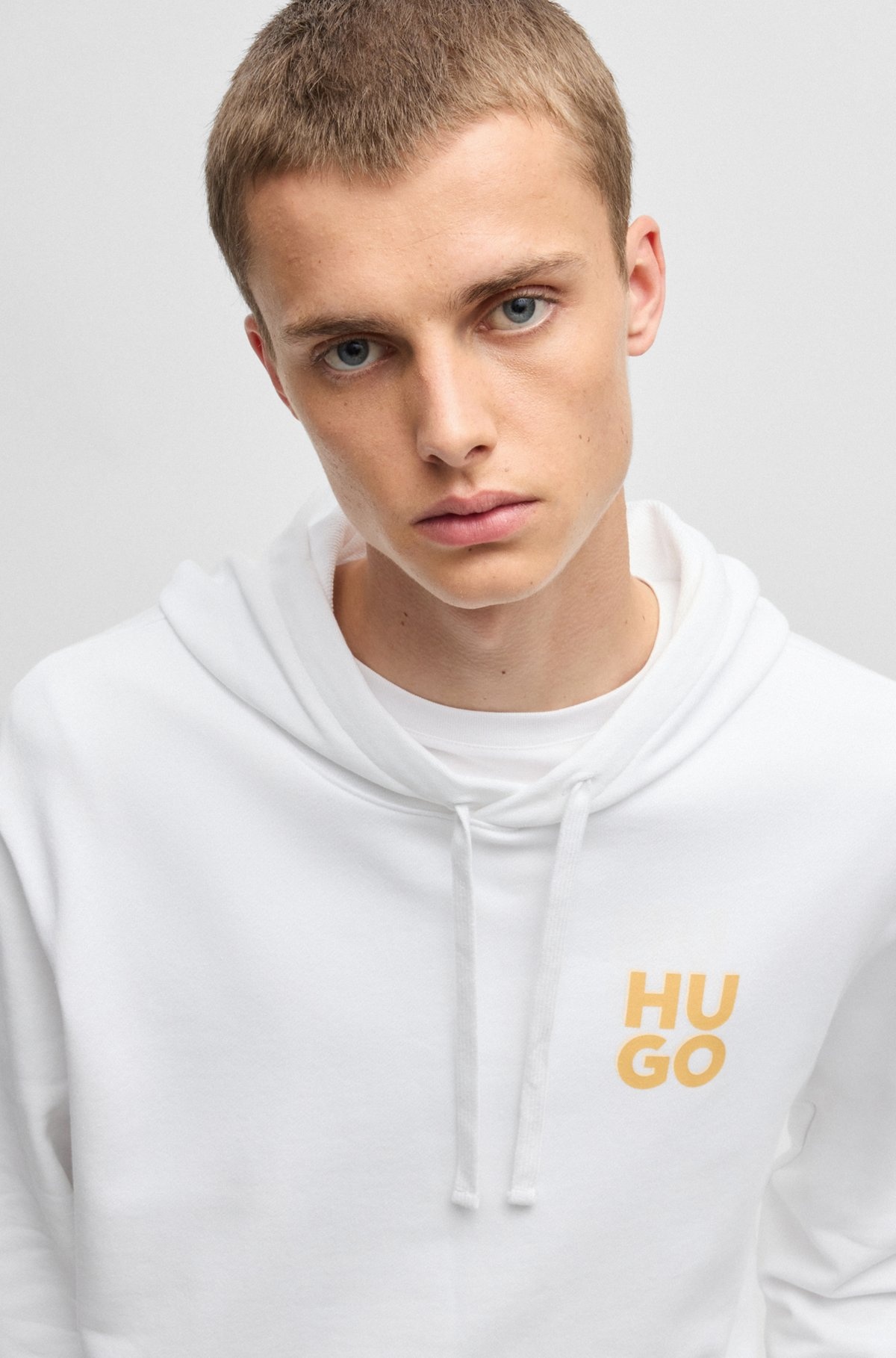 COTTON-TERRY HOODIE WITH STACKED LOGO PRINT - 3