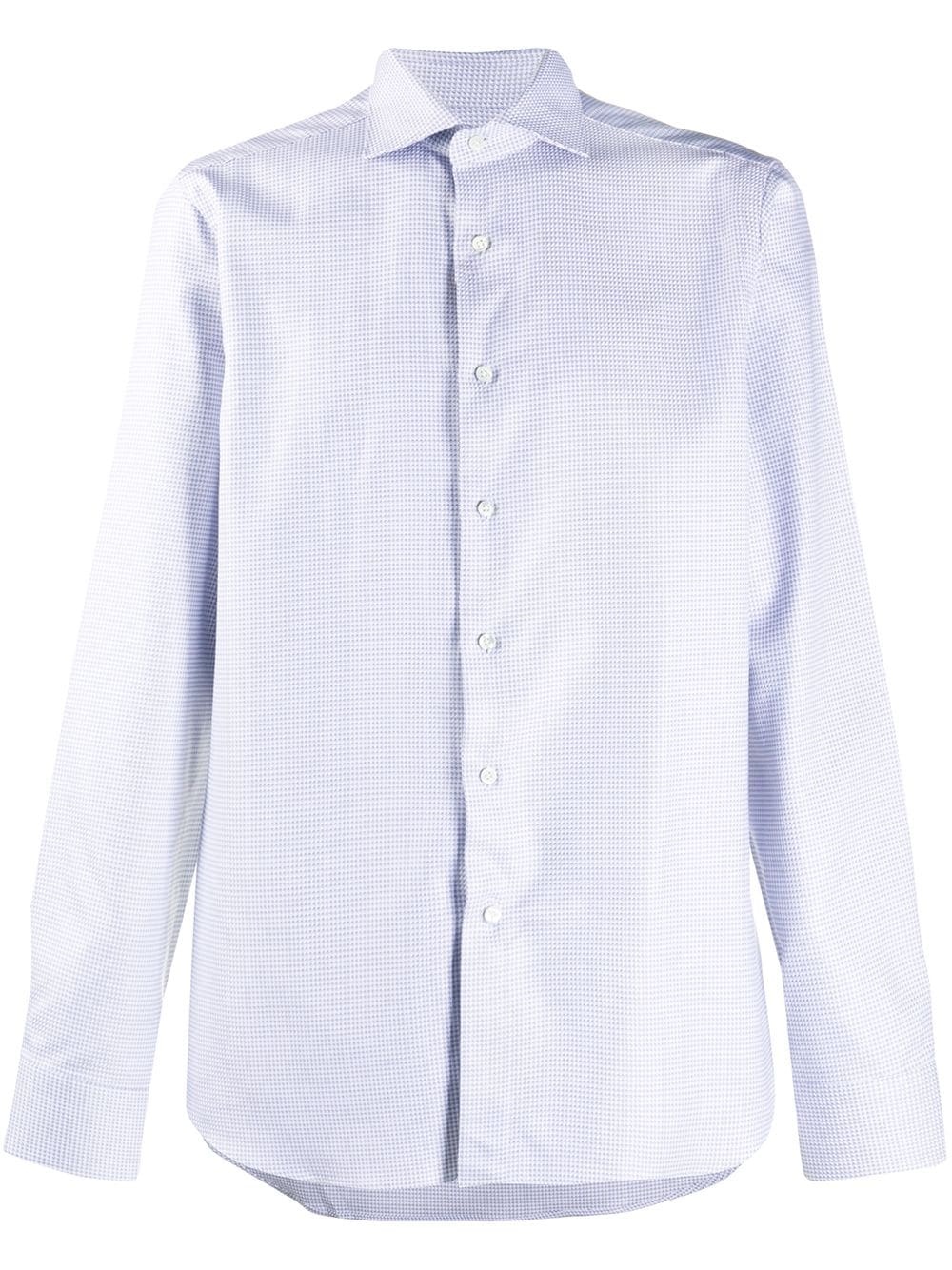 micro-print French collar shirt - 1