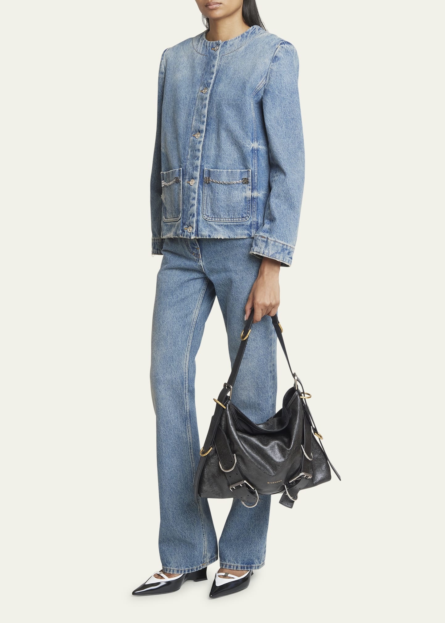 Medium Voyou Buckle Shoulder Bag in Tumbled Leather - 5