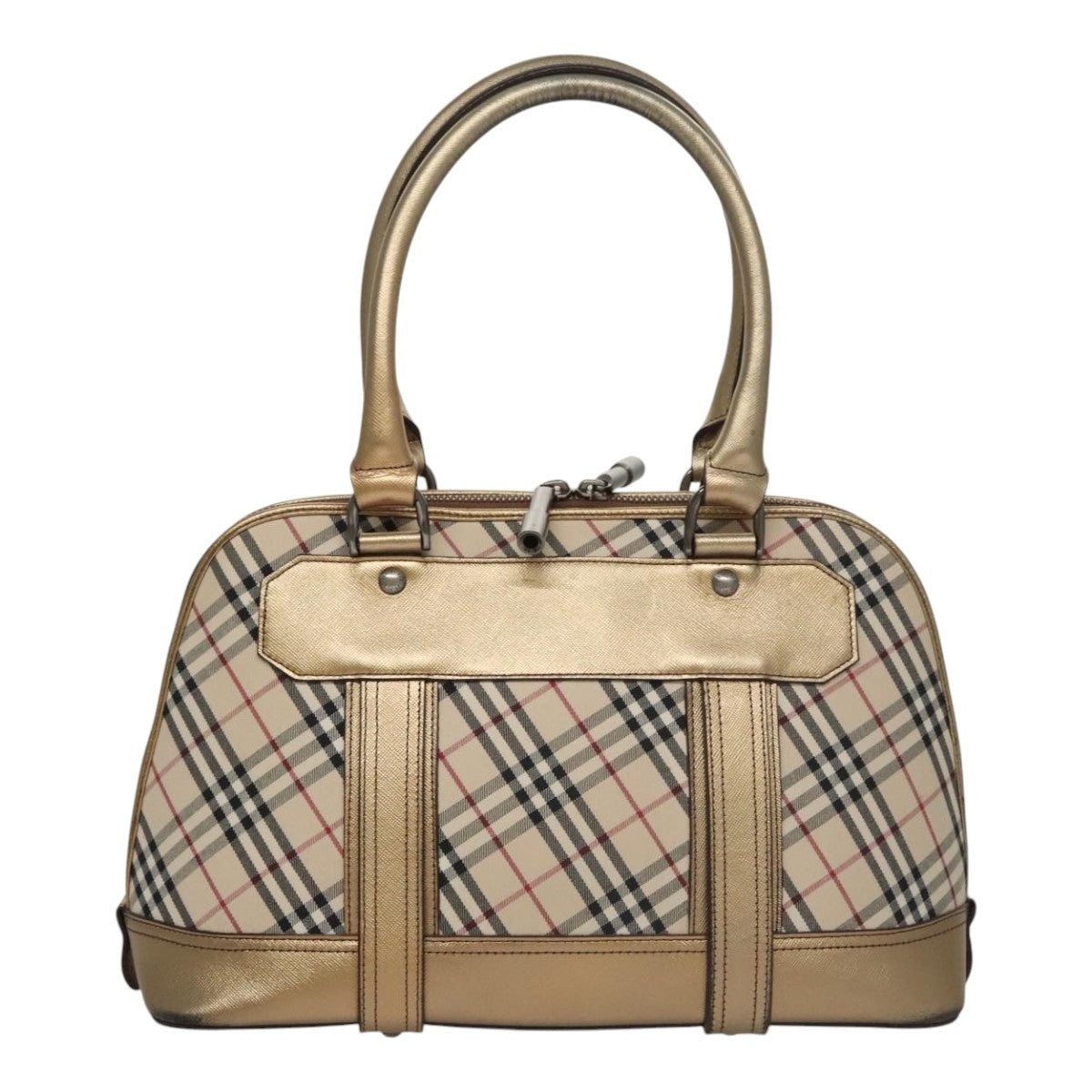 Burberry Nova Check Hand Bag Canvas Leather Beige Gold - 2