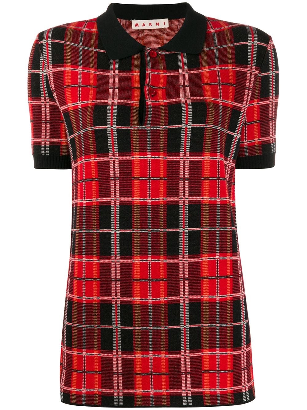 tartan knit polo shirt - 1