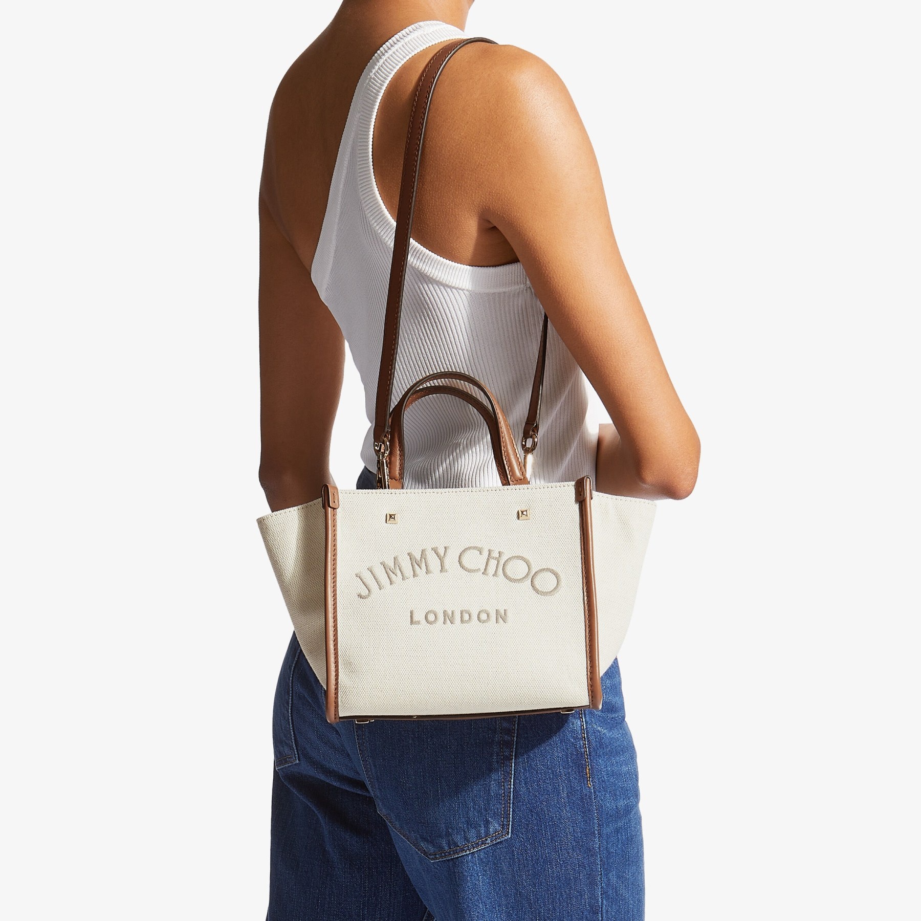 Varenne Tote S
Natural Recycled Cotton Canvas and Tan Leather Logo Tote Bag - 2