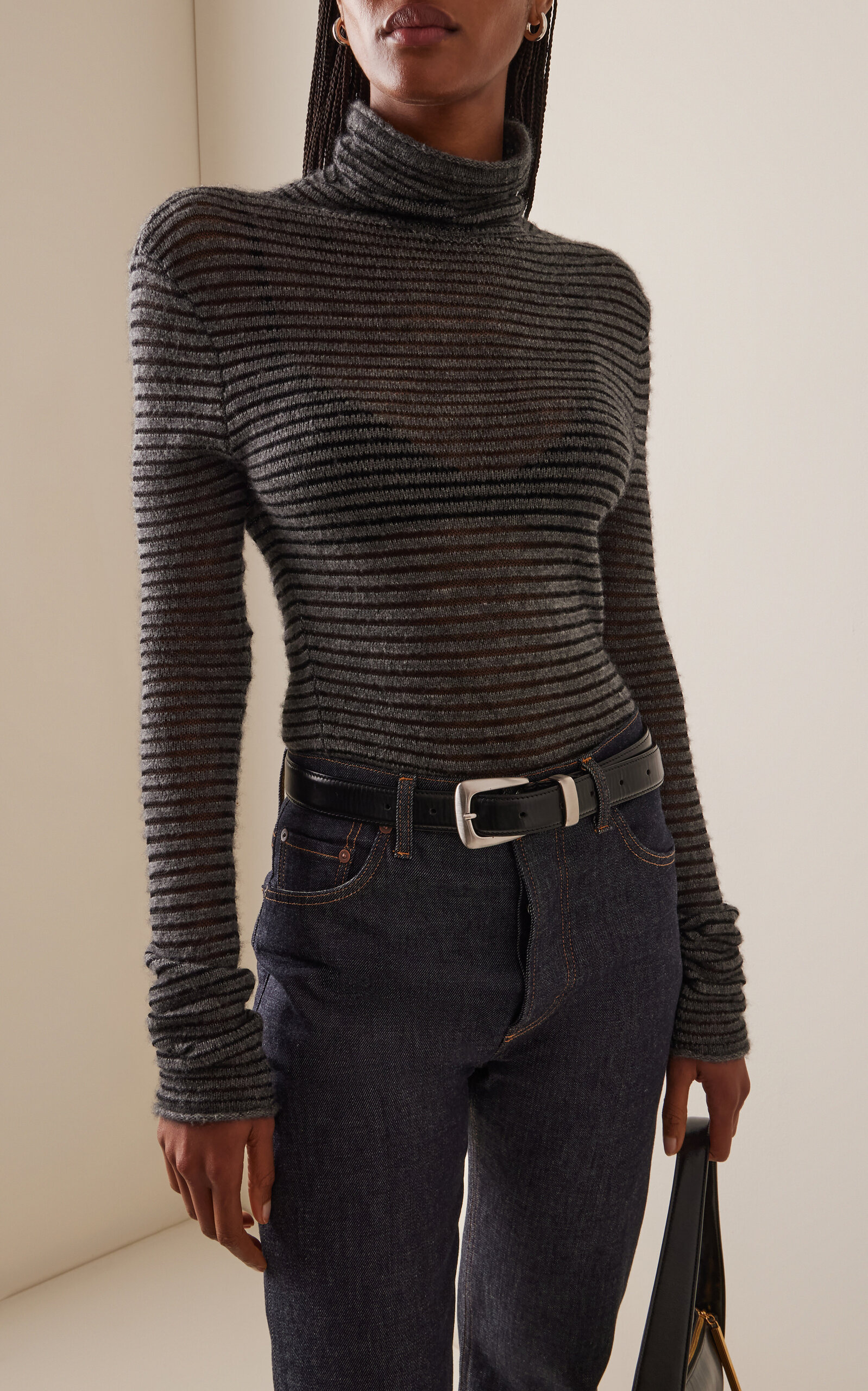 Hailey Striped Wool, Cashmere and Silk Sweater stripe - 3