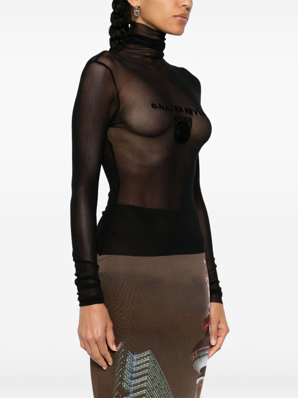 x Shayne Oliver flocked-logo mesh top - 3