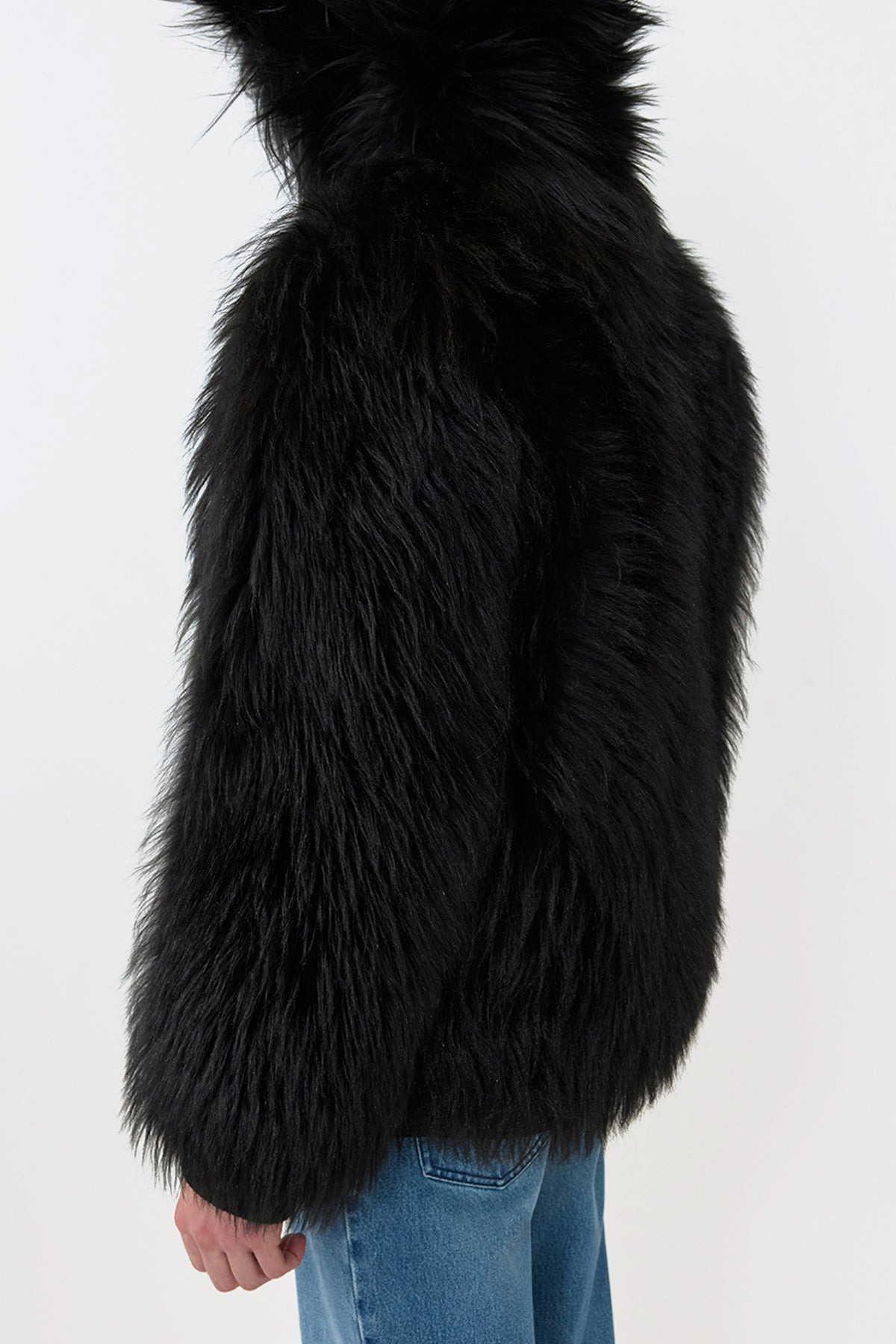 Tom Hoody Jacket in Black Cashmere Shearling - 6