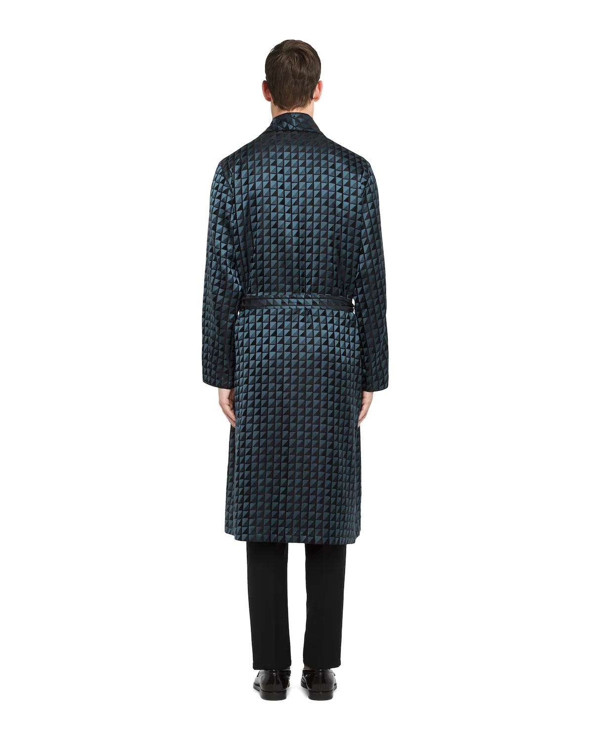 Checkerboard print silk jacquard robe - 3