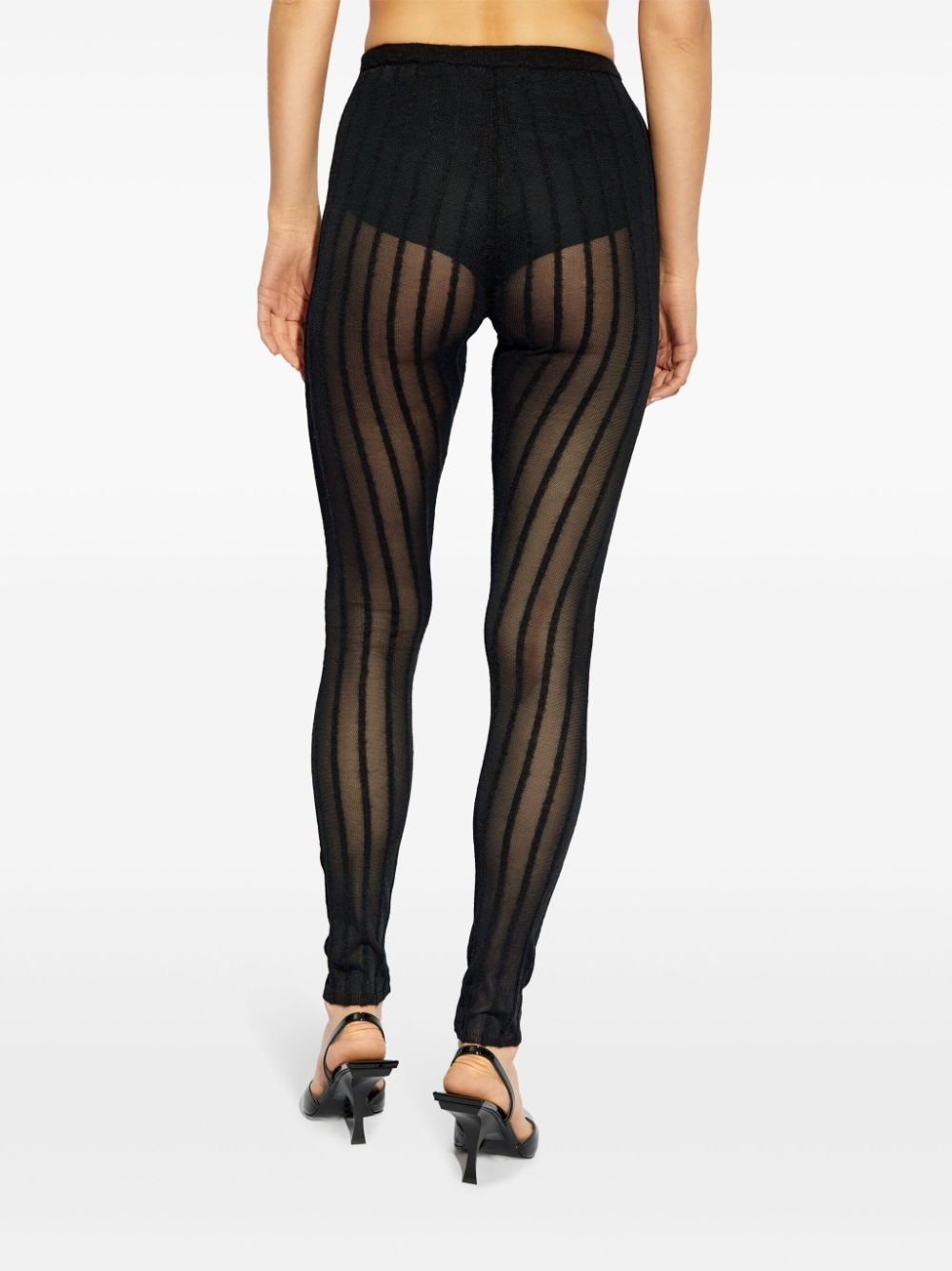 semi-sheer striped leggings - 4
