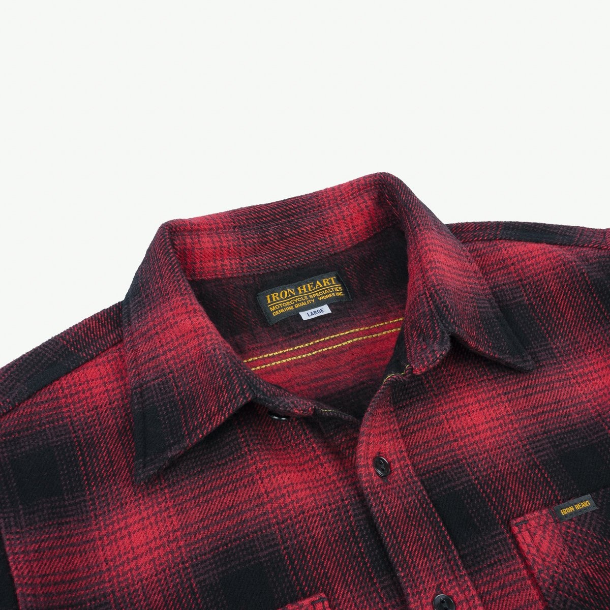 IHSH-265-RED Ultra Heavy Flannel Ombré Check Work Shirt - Red/Black - 8