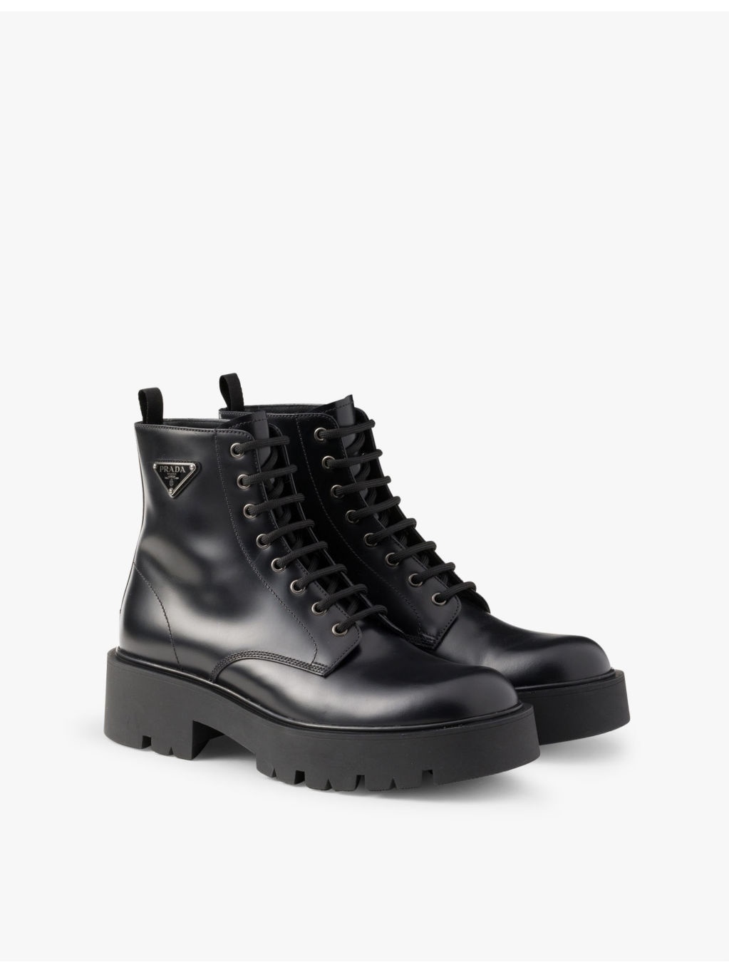 Brand-plaque brushed leather combat boots - 4