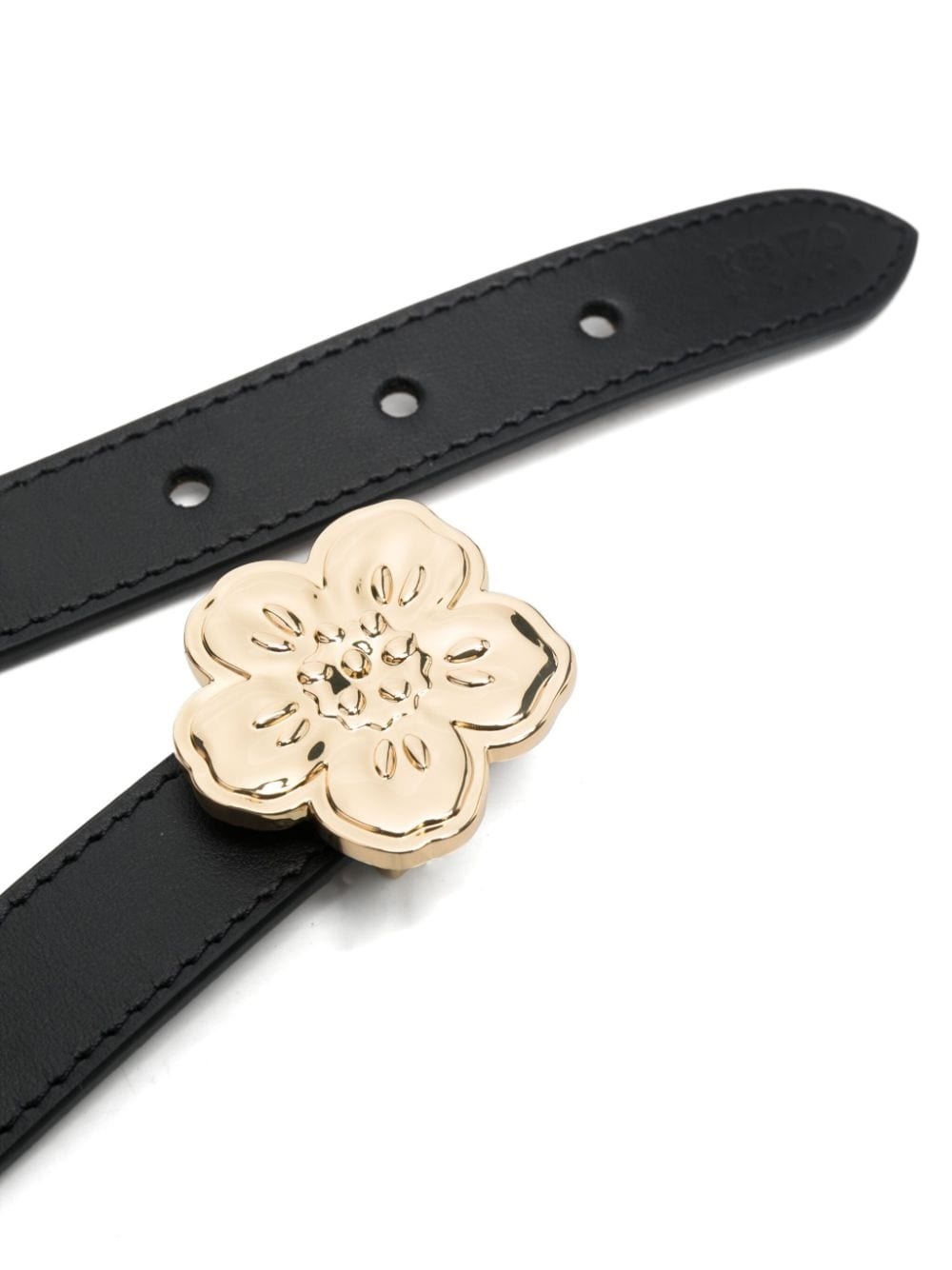 floral-buckle leather belt - 2