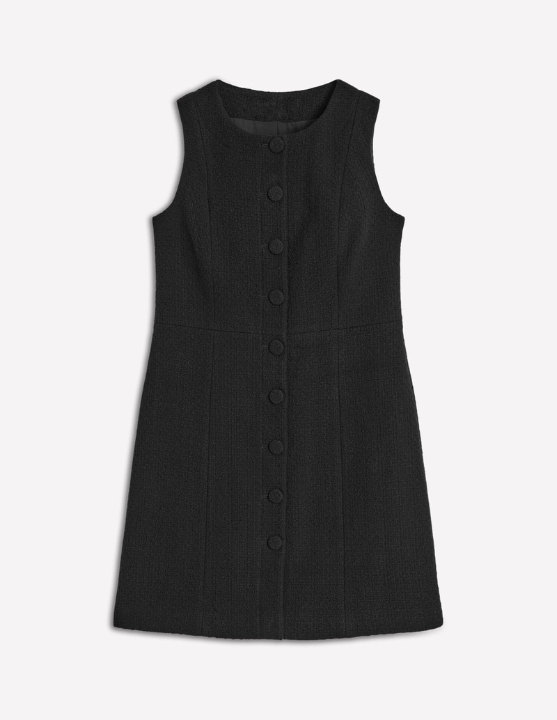 Cotton Texture Shift Dress-Black 1