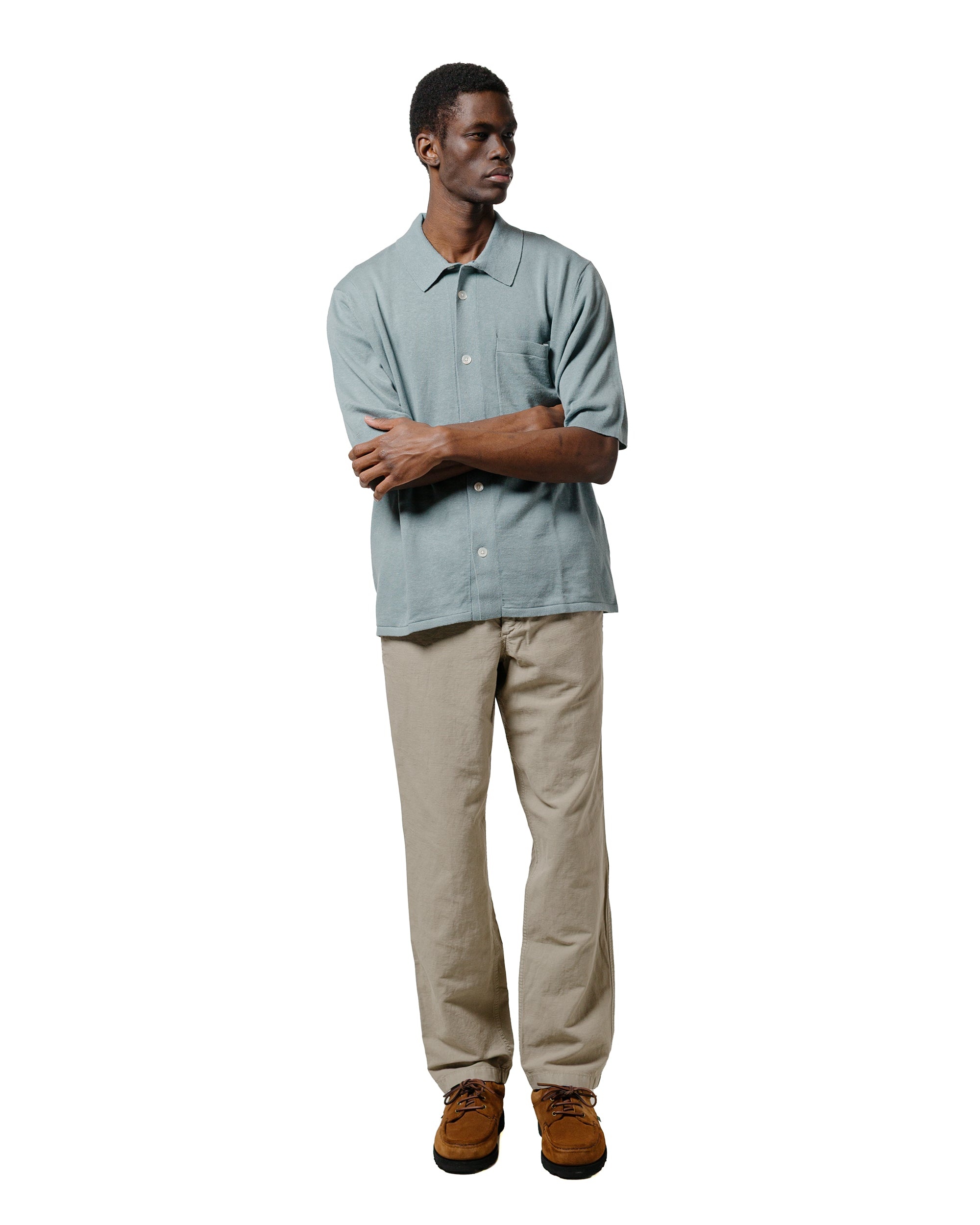 Rollo Cotton Linen SS Shirt Greyish Blue - 4