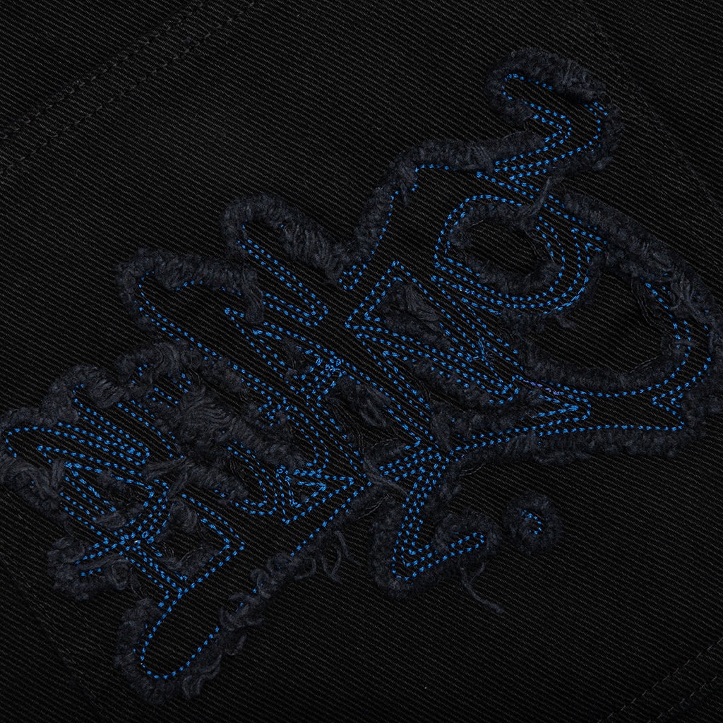 FRAYED SCRIPT PAINTER SHORTS - BLACK - 4