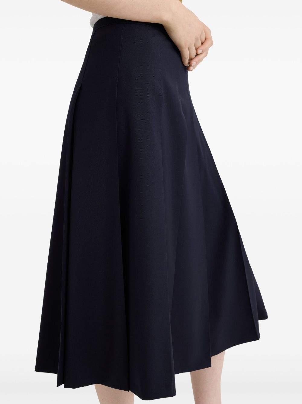 pleated twill midi skirt - 4