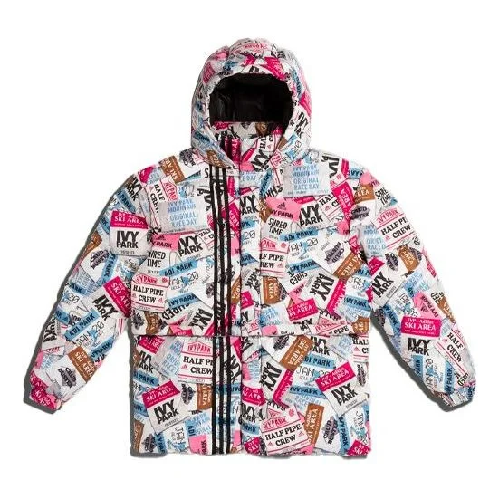 adidas originals x Ivy Park Letters Printed Sports Hooded Down Jacket Unisex Floral H18992 - 1