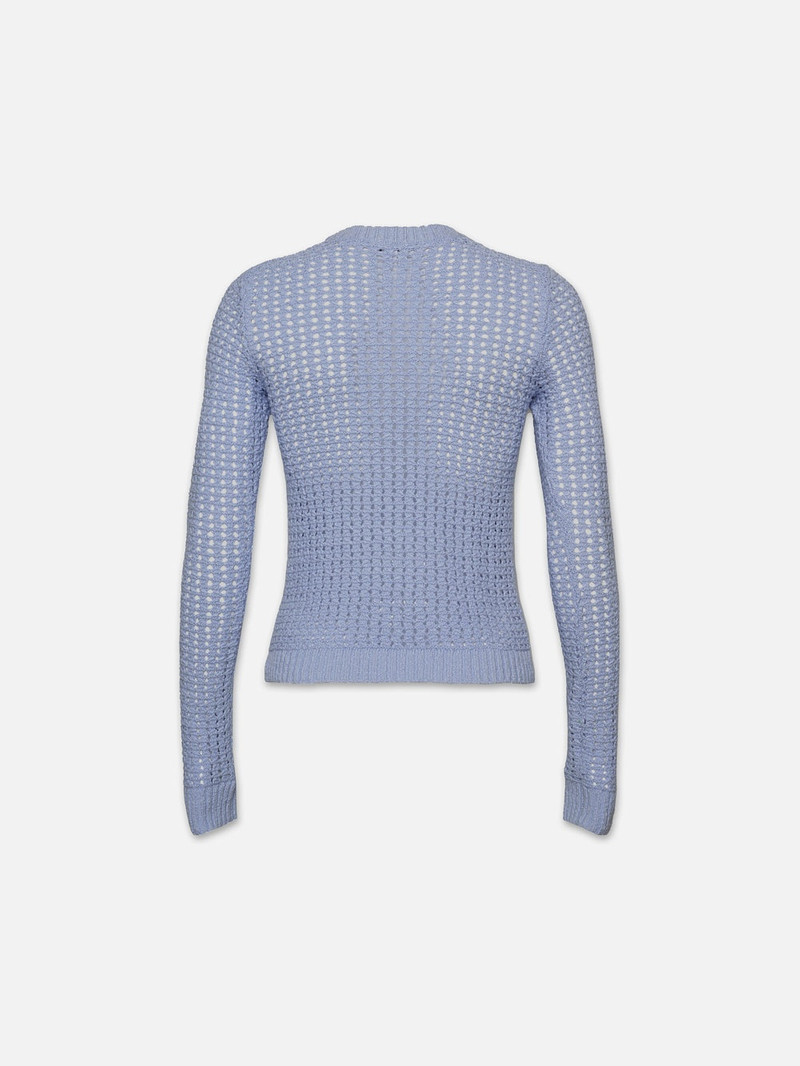 FRAME Tape Yarn Shrunken Crew in Light Blue outlook