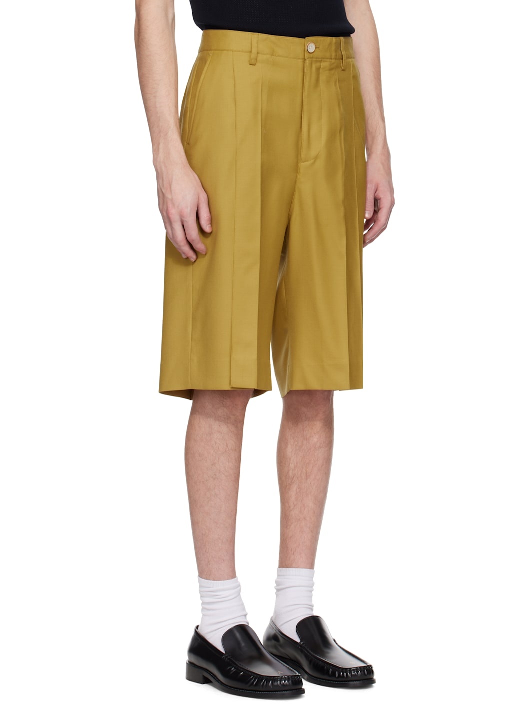 Yellow Ara Deep Pleat Shorts - 2