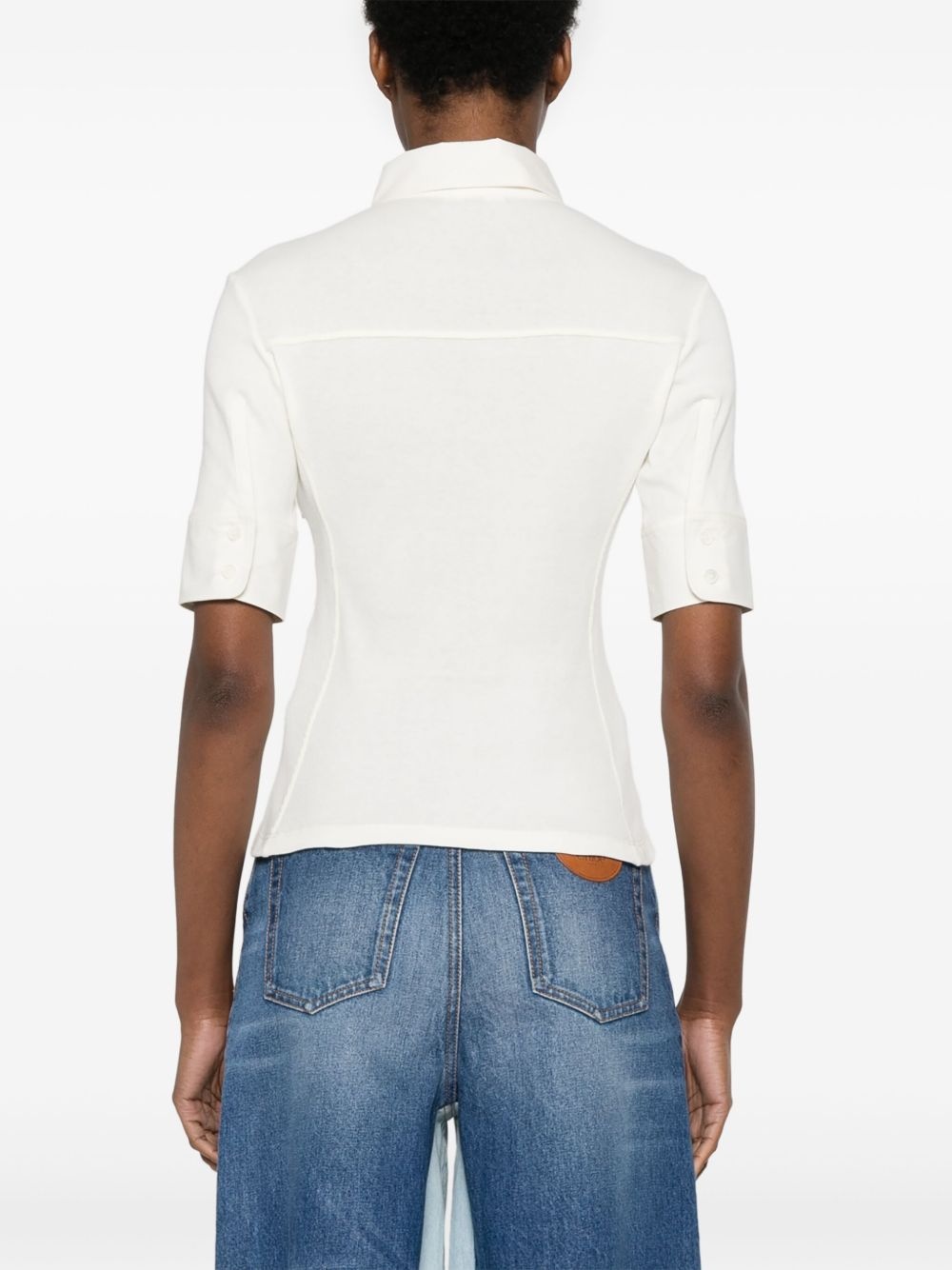 logo-embroidered polo top - 4